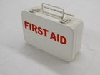 Vintage Metal White First Aid Kit Empty Box Container Carry Or Wall Mount