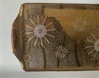 Sgd Georges Briard Floral Gold Embossed Glass Serving Tray Wood Handles 18  Mcm