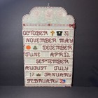 Vtg  Handmade Plastic Canvas Perpetual Wall Calendar Cottage Core Rose Calendar