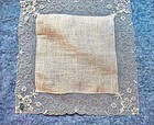 Vtg Hanky Wedding Bride Lawn Linen Limerick Lace Flowers Orig Label  119