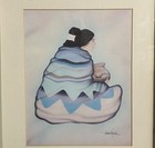 Vintage Diana Martin Native American Print Signed Framed Navajo Woman W Pottery