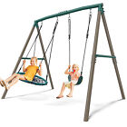 Hapfan 7 5ft Tall Swing Sets For Backyard 500lbs Heavy Duty Swing Set W 3 Swings
