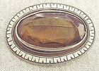 Art Deco Large Faceted Topaz Brooch   Pendant In Filigree And Engraved Silver