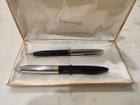 Vintage Sheaffer White Dot Snorkel Fountain Pen   Pencil Set In Case W 14k Nib