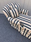 67963 Vintage Striped Upholstered Fainting Couch With Floral Accents