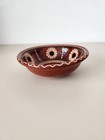 Vintage Ukrainian Clay Bowl 6 5  Hand Painted Folk Daisy Floral Design