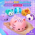 6pcs Cat Squishies Slow Rising Stress Balls For Kids Adults Jumbo Foam Squishy T