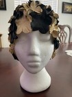 Fashy Retro Tan   Black Flowers Swim Cap Heavy Duty Rubber Hair Protection