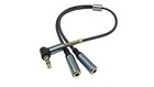 Audio Splitter Cable gold Plated 90 Degree Right Angle 3 5mm Male To 2 Female   
