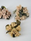 Lot Mini Flower Bunches Clay Roses  Wrapped Stems  Leaves - 18 Stems