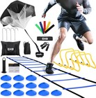 20ft 12-rung Agility Ladder Kit Hurdles Cones Bands Parachute Rope