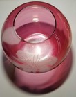 Vintage Pink Etched Frosted Orchid Bowl 