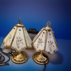 Vintage Art Deco Touch Lamp With Elegant Glass Panels 