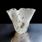 Art Glass Handkerchief Vase Blue  Gold  White