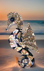Mcm Seahorse Shape Abalone Shell Wall Decor Lucite Beach Ocean Kitschy Fish