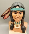 Vintage Native American Statue Indian Chief Provincial Mold Ceramic Bust Head 9 