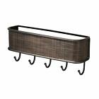 Wall Mount Mail Organizer Double Basket Hanging Letter Sorter With 5 Key Hooks