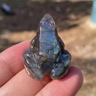 2pcs Natural Labradorite Quartz Crystal Stone Frog Carved Healing Reiki Figurine