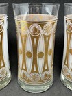 Set Of 4 Frosted   Gold Decorated Rock Of Gibraltar Highball Tumbler Glasses