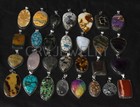 500pcs Mixed Natural Gemstones Solid 925 Sterling Silver Handmade Pendants