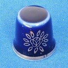 Cobalt Blue Ceramic Porcelain Gold Floral Accent Trim  Sewing Thimble