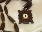 Very Cool Vintage 40 s Inlaid Antique Tribal Wooden Necklace Ooak Art Work  29f7