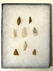 Antique Original Native American Indian Arrowheads  Ryker Glass Case  Qty 8  a3