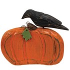 Primitive Wood Pumpkin And Crow W wire Tendril Fall Decor  5 tx6 5 wx1 d