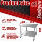 Stainless Steel Work Table With 4 Wheels 30x36x34 3-stage Adjustable Shelf