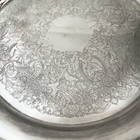 Vintage Silver Plate Serving Tray 15    With Handles Round By Oneida 
