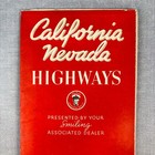 Vintage 1935 Map Flying A Smiling Associated Dealer California Nevada Highways