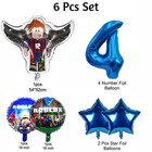 Roblox Balloon 6pcs Set With 4 Number Blue For Birthday Party Decoration