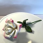 Stunning Vintage Porcelain Long Stem Rose Pink And White Must See