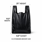 Extra Heavy Duty Black T-shirt Bags 1 6 Size 21x6 5x11 5 1 18 Mil Grocery Bags