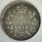 1887 Canada Silver Five Cents Coin Very Fine Circulated 5c Canadian Victoria 