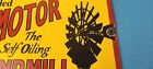 Vintage Aermotor Sign - Windmill Self Oiled Gas Pump Porcelain Enamel Sign