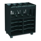 Safco Go Cart Mobile File Engineered Wood 8 Shelves 4 Bins Black 5390bl