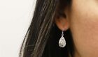 Italian Made 925 Sterling Silver Teardrop Hammered Drop Dangle Hook Earrings