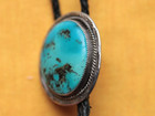 Vg Mp Hand Made  Sterling Silver Native American Turquoise Bolo Tie