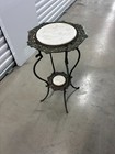 Antique Cast Iron Plant Stand With Marble Tops     29    Tall Vintage Decor