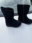 Women   s Black Faux Suede Mid-calf Booties Round Toe Zip Solid Us 5