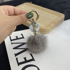 5cm Real Mink Fur Pompom Ball Keychain Bag Charm Bag Purse Phone Furry Pendant