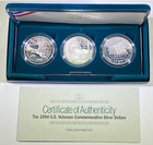 1994 Us Veterans 3 Coin Silver Dollar Proof Commemorative Set - Box   Coa