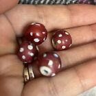 Antique Venetian Red Lampwork Skunk White Eyes Italian Glass Beads African Trade