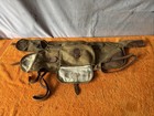 M   vintage Antique Green Canvas   Leather Padded Military Carry Bag 32   long