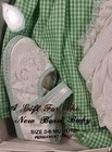Vtg Judy Phillipine Infant Dress 0-6 Green Gingham Satin Shoes Embroidered New 