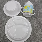Mackenzie Childs Frog   Fish Bundle Dishes Melamine Divided Plate Bowl Sippy Cup
