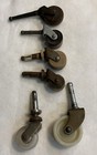 6 Vtg Misc  Antique Caster Wheels Hardware Furniture Stem Steel Wood