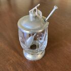 Pewter Zinn 95  Fruit Glass Preserve Jam Jars made In Italy 6    Tall 3    Wide euc