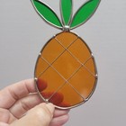 Vintage Stained Glass Pinapple Suncatcher Leaded Window
